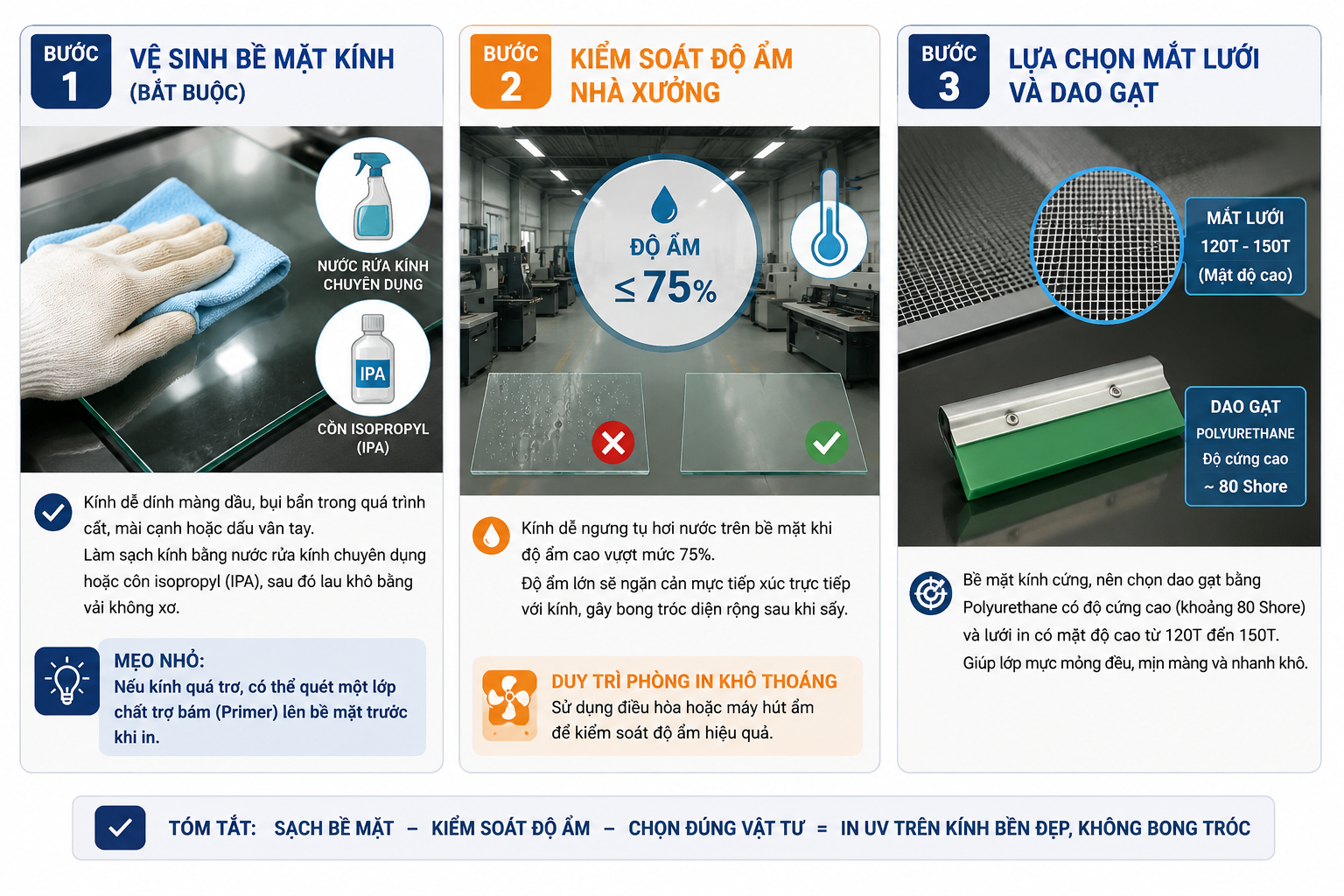 Quy trình test độ bám dính mực in lụa trên kính